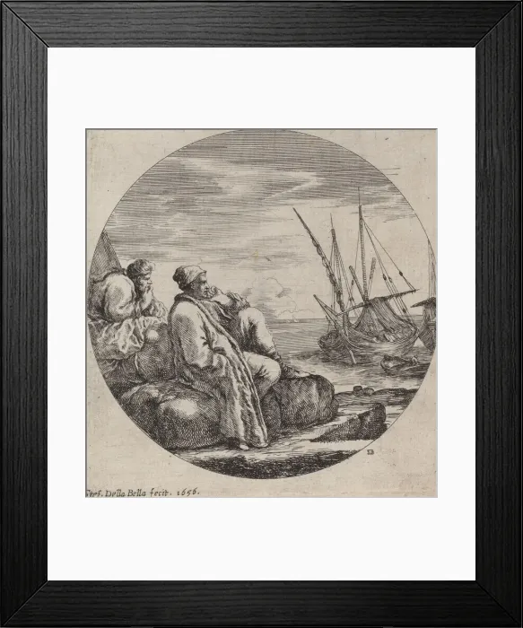Framed Print : Seaport with Two Turkish Merchants, 1656. Creator: Stefano della Bella Framed Print : Seaport with Two Turkish Merchants, 1656. Creator: Stefano della Bella