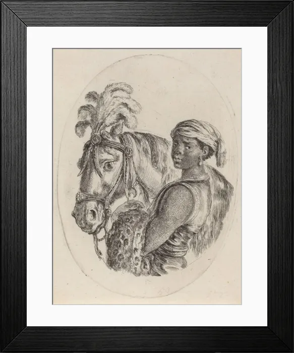 Framed Print : Black Groom with an Arabian Horse, 1649 / 1650. Creator: Stefano della Bella Framed Print : Black Groom with an Arabian Horse, 1649 / 1650. Creator: Stefano della Bella
