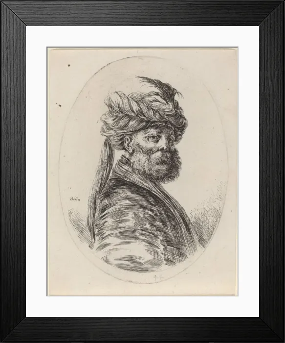 Framed Print : Bearded Moor in a Feathered Turban with a Veil, Turned to the Right, 1649 / 1650 Framed Print : Bearded Moor in a Feathered Turban with a Veil, Turned to the Right, 1649 / 1650