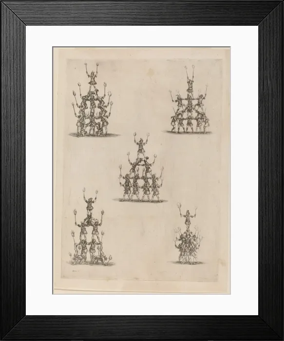 Framed Print : Pyramids of Jugglers, 1652. Creator: Stefano della Bella Framed Print : Pyramids of Jugglers, 1652. Creator: Stefano della Bella