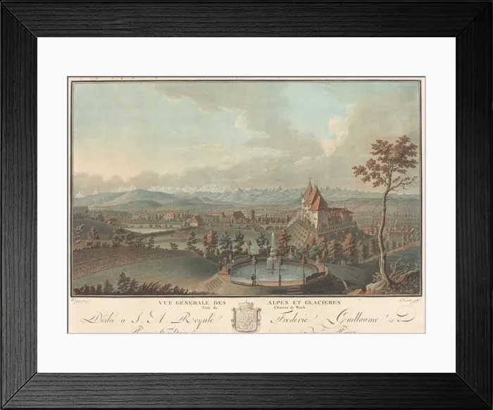 Framed Print : Vue generale des Alpes et Glaciers. Creator: Charles-Melchior Descourtis Framed Print : Vue generale des Alpes et Glaciers. Creator: Charles-Melchior Descourtis