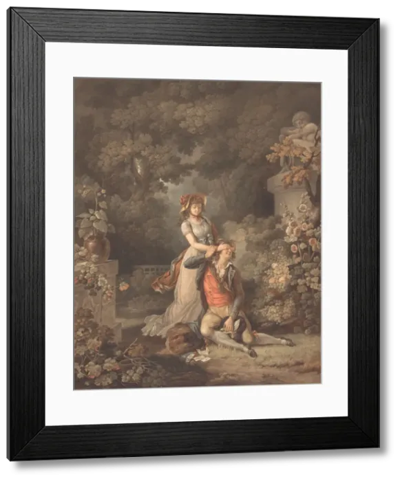 Framed Print : L Amant surpris. Creator: Charles-Melchior Descourtis Framed Print : L Amant surpris. Creator: Charles-Melchior Descourtis