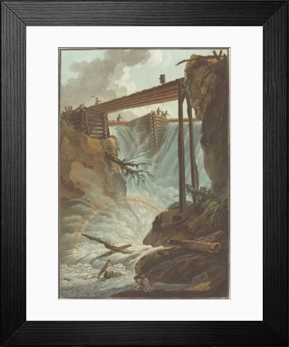 Framed Print : Chute de la Tritt dans la vallee de Muhlethal, 1776. Creator: Charles-Melchior Descourtis Framed Print : Chute de la Tritt dans la vallee de Muhlethal, 1776. Creator: Charles-Melchior Descourtis