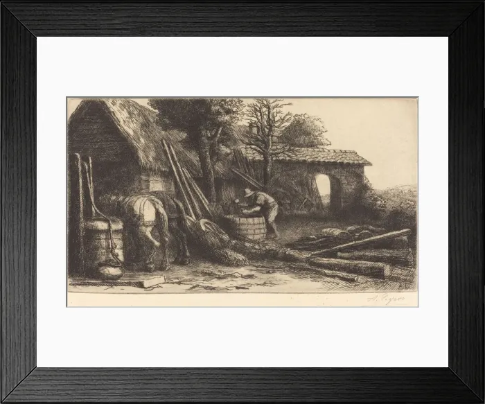 Framed Print : The Cooper (Le tonnelier). Creator: Alphonse Legros Framed Print : The Cooper (Le tonnelier). Creator: Alphonse Legros