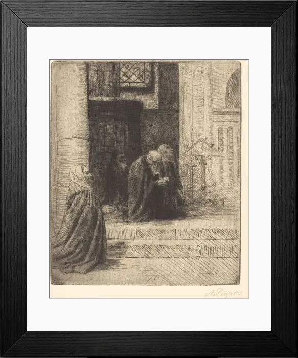 Framed Print : Interior of a Church (Interieur d eglise). Creator: Alphonse Legros Framed Print : Interior of a Church (Interieur d eglise). Creator: Alphonse Legros