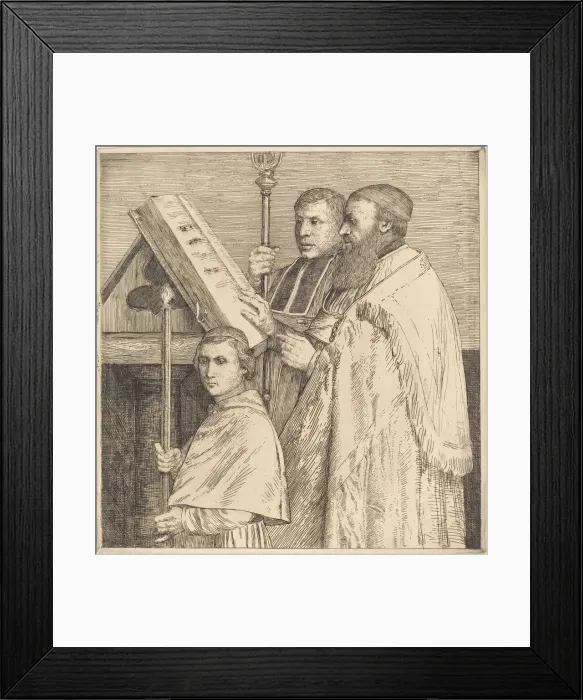 Framed Print : Choristers, 2nd plate (Le lutrin). Creator: Alphonse Legros