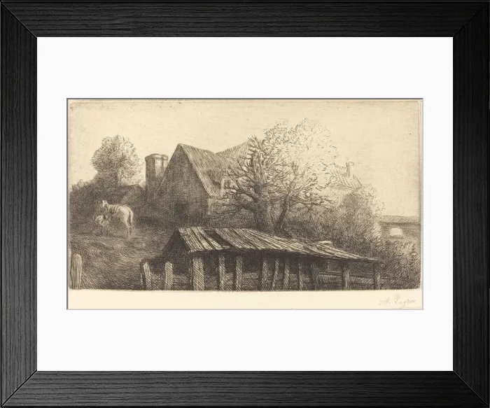 Framed Print : Old Inn (Une ancienne auberge). Creator: Alphonse Legros Framed Print : Old Inn (Une ancienne auberge). Creator: Alphonse Legros