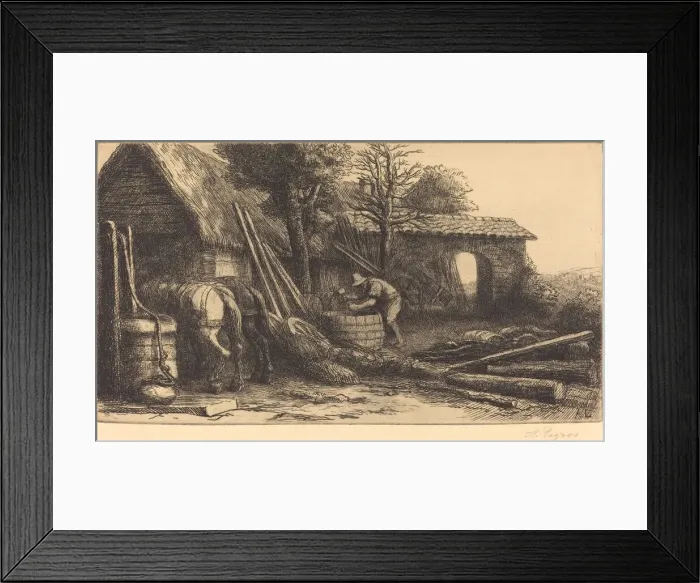 Framed Print : The Cooper (Le tonnelier). Creator: Alphonse Legros Framed Print : The Cooper (Le tonnelier). Creator: Alphonse Legros
