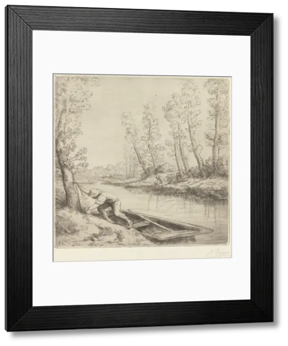 Framed Print : Morning along the River (La matin sur la riviere). Creator: Alphonse Legros Framed Print : Morning along the River (La matin sur la riviere). Creator: Alphonse Legros