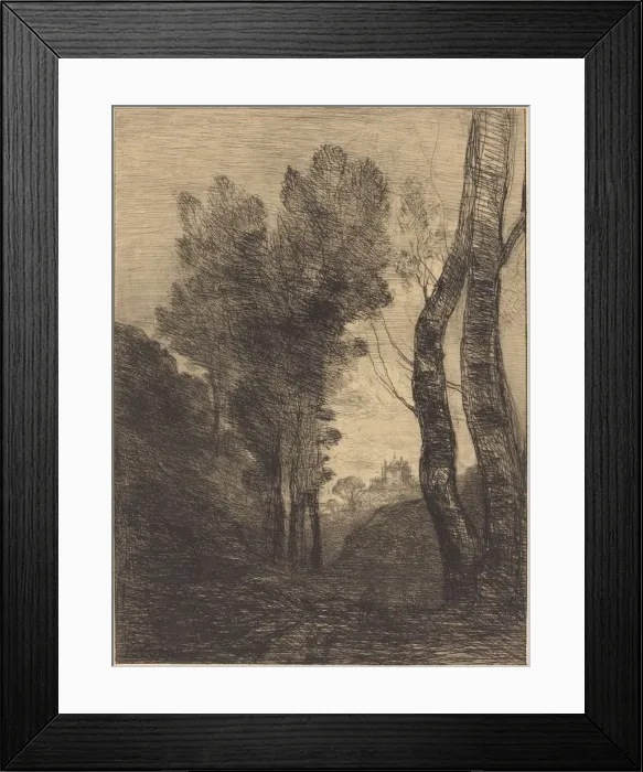 Framed Print : Environs of Rome (Environs de Rome), 1866. Creator: Jean-Baptiste-Camille Corot Framed Print : Environs of Rome (Environs de Rome), 1866. Creator: Jean-Baptiste-Camille Corot