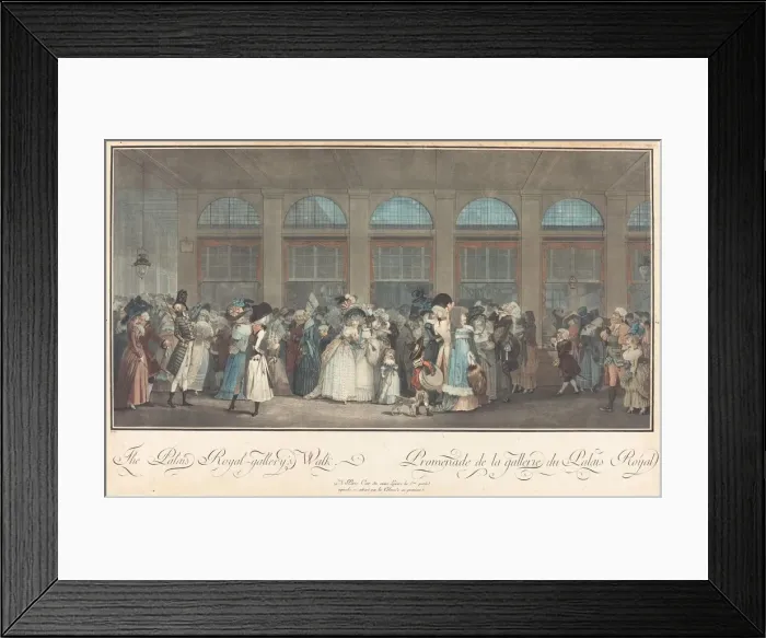 Framed Print : The Palais Royal - Gallerys Walk / Promenade de la Gallerie du Palais Royal, 1787 Framed Print : The Palais Royal - Gallerys Walk / Promenade de la Gallerie du Palais Royal, 1787
