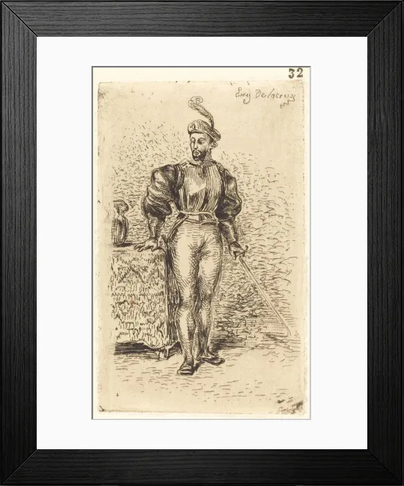 Framed Print : A Man with Weapons (Un Homme d armes), 1833. Creator: Eugene Delacroix Framed Print : A Man with Weapons (Un Homme d armes), 1833. Creator: Eugene Delacroix