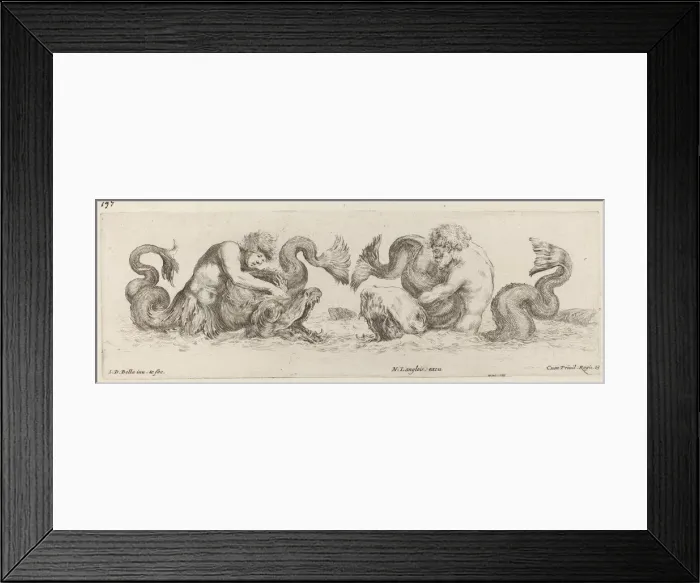 Framed Print : Dolphins and Tritons, probably 1648. Creator: Stefano della Bella Framed Print : Dolphins and Tritons, probably 1648. Creator: Stefano della Bella