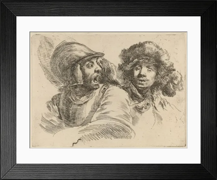 Framed Print : Frightened Soldier and Man with Fur Cap. Creator: Stefano della Bella Framed Print : Frightened Soldier and Man with Fur Cap. Creator: Stefano della Bella