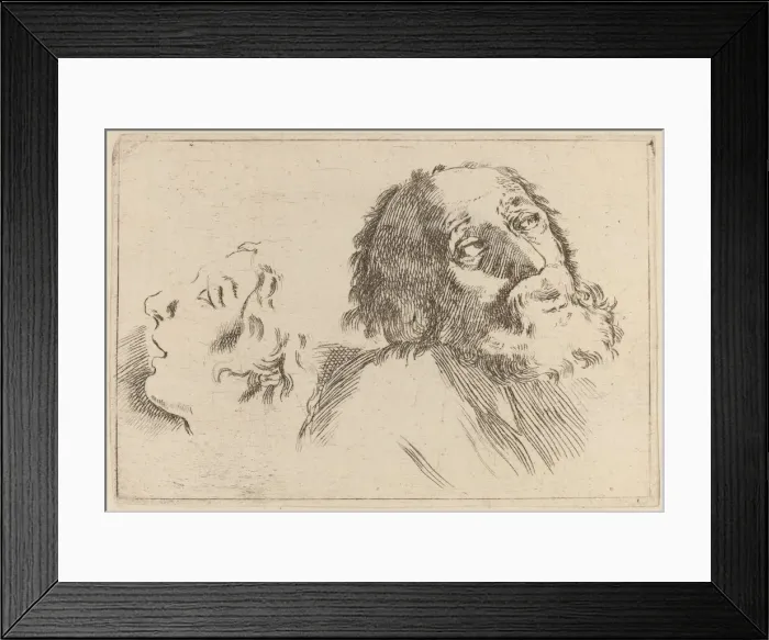 Framed Print : Study of Heads, One Turned to the Right and the Other Turned Left Framed Print : Study of Heads, One Turned to the Right and the Other Turned Left