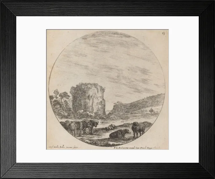 Framed Print : Landscape with Antique Ruins, 1646. Creator: Stefano della Bella