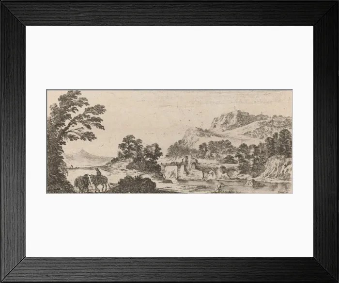Framed Print : Landscape with Bridge, 1641. Creator: Stefano della Bella Framed Print : Landscape with Bridge, 1641. Creator: Stefano della Bella