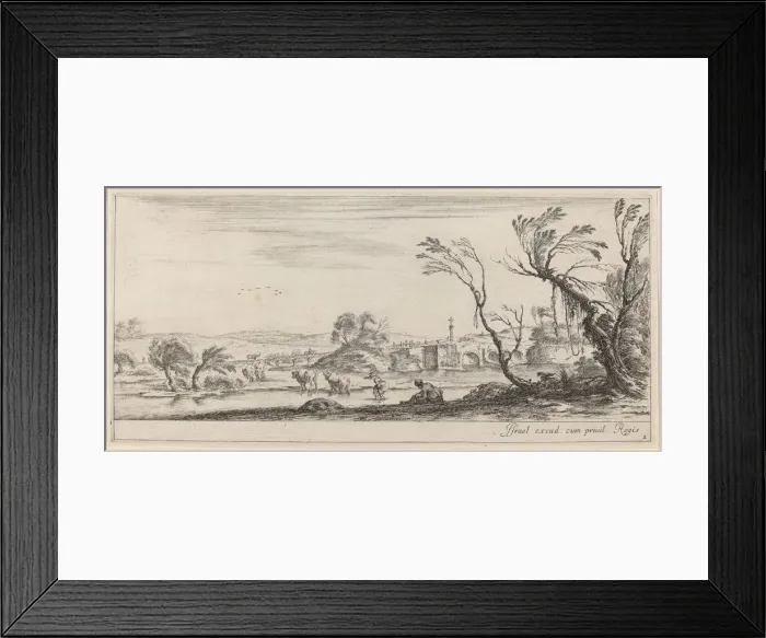 Framed Print : Landscape with Peasant Preparing to Cross a Stream, in or before 1647 Framed Print : Landscape with Peasant Preparing to Cross a Stream, in or before 1647