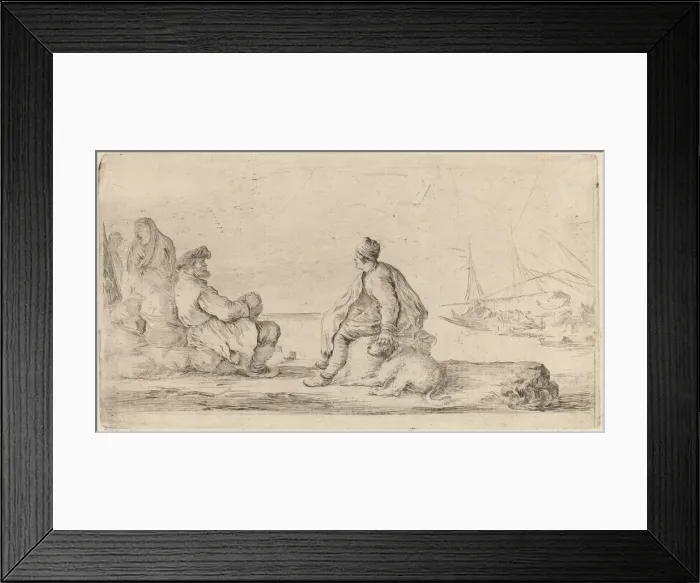 Framed Print : Sailors Seated on a Bank. Creator: Stefano della Bella Framed Print : Sailors Seated on a Bank. Creator: Stefano della Bella