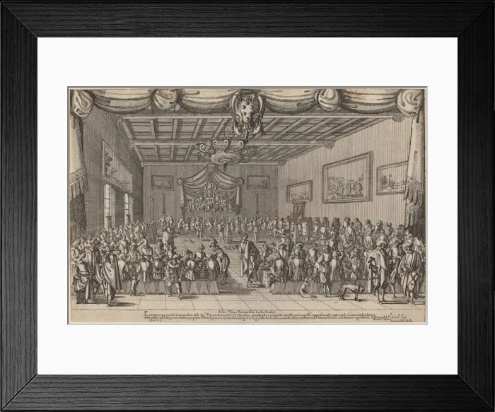 Framed Print : The Banquet of the Piacevoli, 1627. Creator: Stefano della Bella Framed Print : The Banquet of the Piacevoli, 1627. Creator: Stefano della Bella