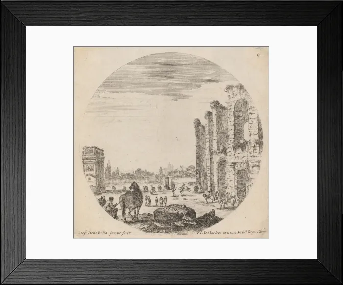 Framed Print : Colosseum and Arch of Constantine, 1646. Creator: Stefano della Bella Framed Print : Colosseum and Arch of Constantine, 1646. Creator: Stefano della Bella