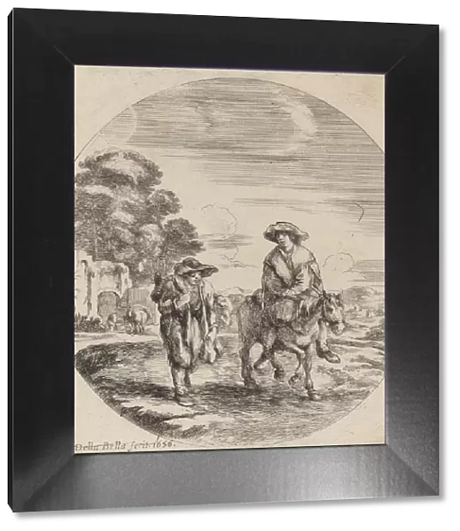 Two Peasants Traveling in a Landscape, 1656. Creator: Stefano della Bella