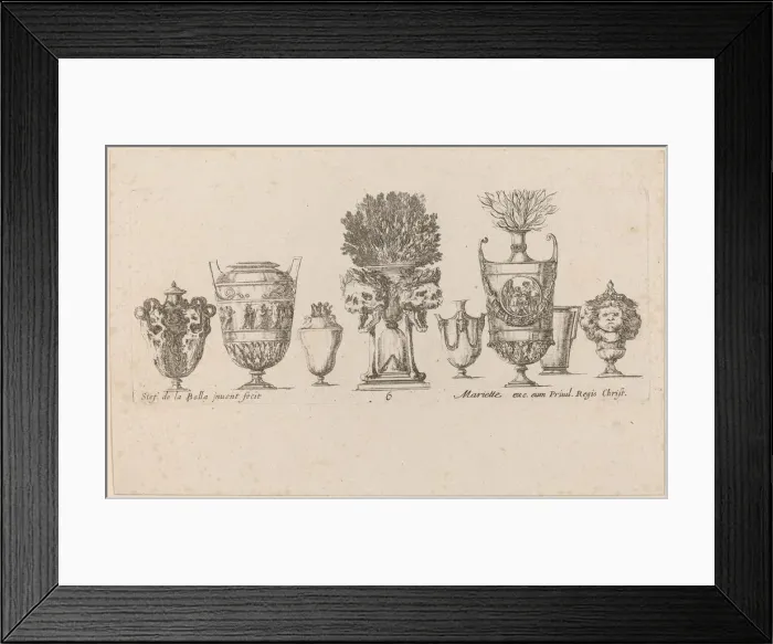 Framed Print : Fantastic Vases, probably 1646. Creator: Stefano della Bella Framed Print : Fantastic Vases, probably 1646. Creator: Stefano della Bella