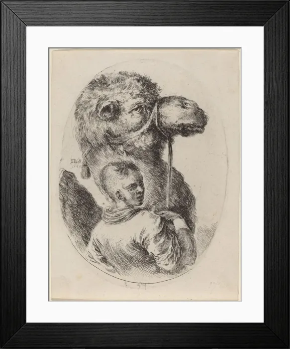 Framed Print : Groom with a Camel, 1649. Creator: Stefano della Bella Framed Print : Groom with a Camel, 1649. Creator: Stefano della Bella