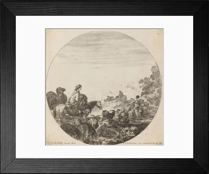 Framed Print : Shepherds and Flock with Woman and Camel, 1646. Creator: Stefano della Bella Framed Print : Shepherds and Flock with Woman and Camel, 1646. Creator: Stefano della Bella