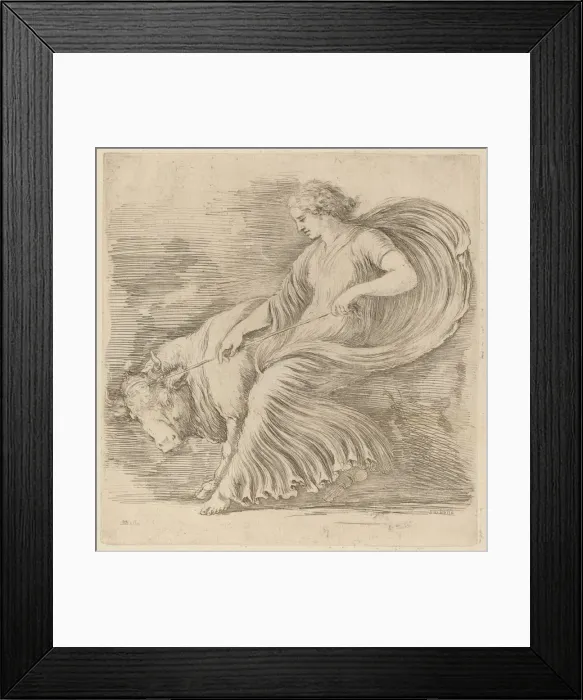 Framed Print : Woman with a Young Bull. Creator: Stefano della Bella Framed Print : Woman with a Young Bull. Creator: Stefano della Bella