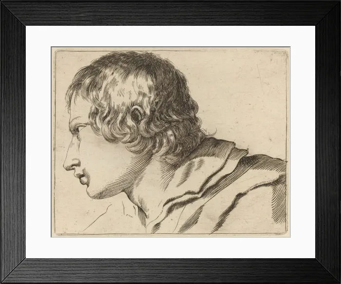 Framed Print : Head of a Man Turned Left. Creator: Stefano della Bella Framed Print : Head of a Man Turned Left. Creator: Stefano della Bella