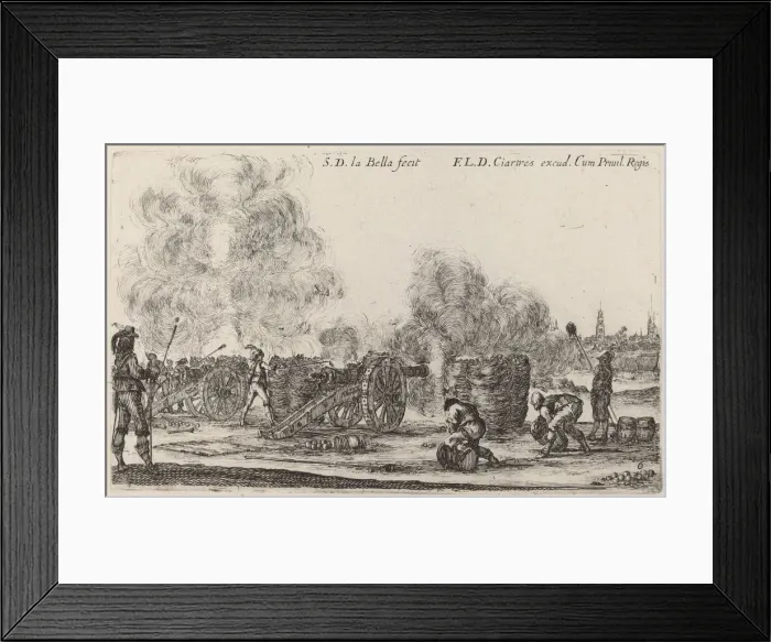 Framed Print : Firing the Cannons, c. 1641. Creator: Stefano della Bella Framed Print : Firing the Cannons, c. 1641. Creator: Stefano della Bella