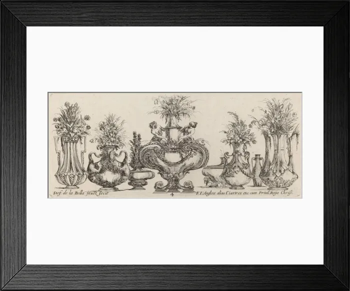 Framed Print : Fantastic Vases, probably 1646. Creator: Stefano della Bella Framed Print : Fantastic Vases, probably 1646. Creator: Stefano della Bella