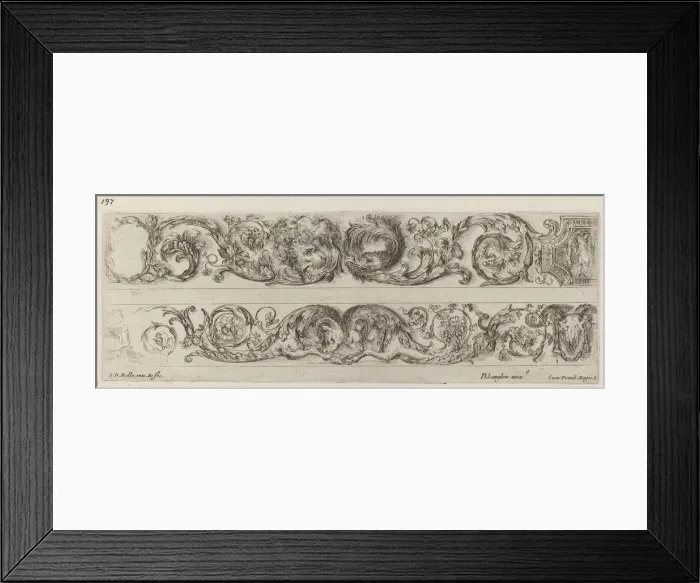 Framed Print : Two Ornamental Bands with Facing Heads of Lion and Eagle, and Two Rams, probably 1648 Framed Print : Two Ornamental Bands with Facing Heads of Lion and Eagle, and Two Rams, probably 1648