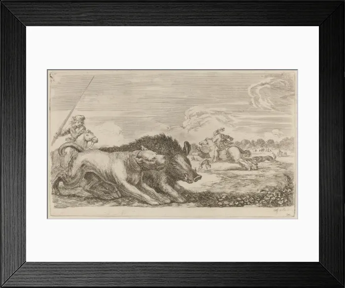 Framed Print : Boar Chased by a Dog. Creator: Stefano della Bella Framed Print : Boar Chased by a Dog. Creator: Stefano della Bella