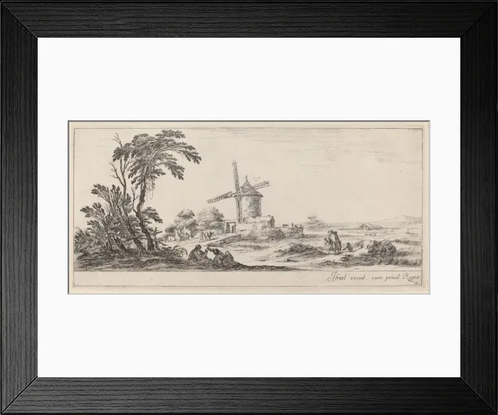Framed Print : Landscape with Windmill, in or before 1647. Creator: Stefano della Bella Framed Print : Landscape with Windmill, in or before 1647. Creator: Stefano della Bella