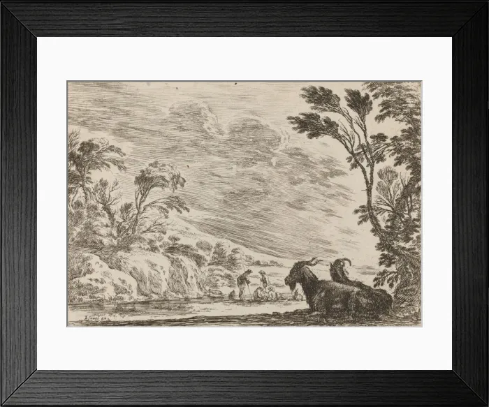 Framed Print : Two Goats Lying Down, 1642. Creator: Stefano della Bella Framed Print : Two Goats Lying Down, 1642. Creator: Stefano della Bella