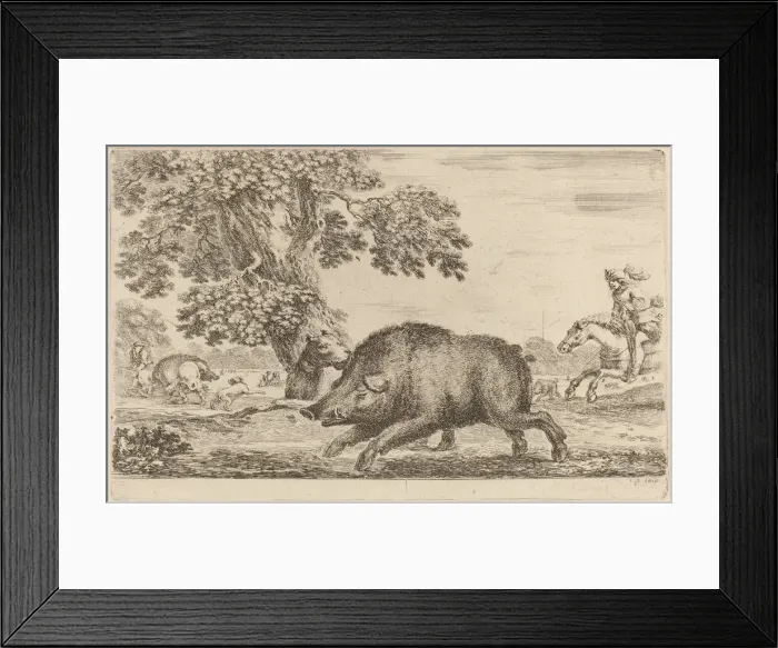 Framed Print : Boar Running to the Left. Creator: Stefano della Bella Framed Print : Boar Running to the Left. Creator: Stefano della Bella