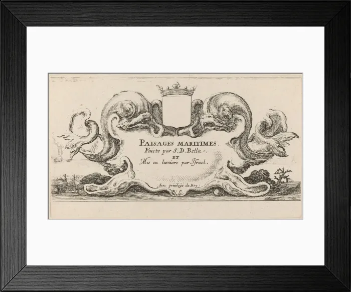 Framed Print : Title Page for Paysages maritimes, 1644. Creator: Stefano della Bella Framed Print : Title Page for Paysages maritimes, 1644. Creator: Stefano della Bella