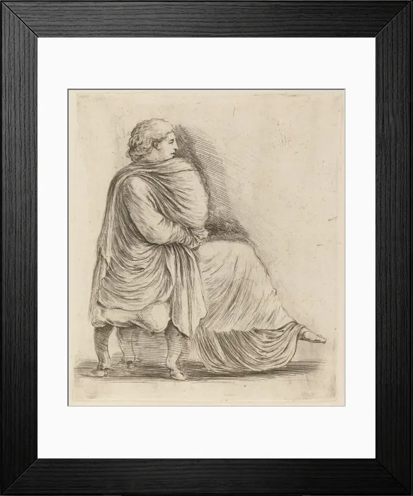 Framed Print : Woman Seated on a Stool. Creator: Stefano della Bella Framed Print : Woman Seated on a Stool. Creator: Stefano della Bella