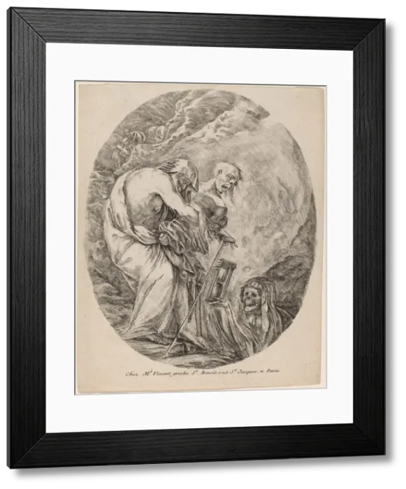 Framed Print : Death with an Old Man, probably 1648. Creator: Stefano della Bella Framed Print : Death with an Old Man, probably 1648. Creator: Stefano della Bella