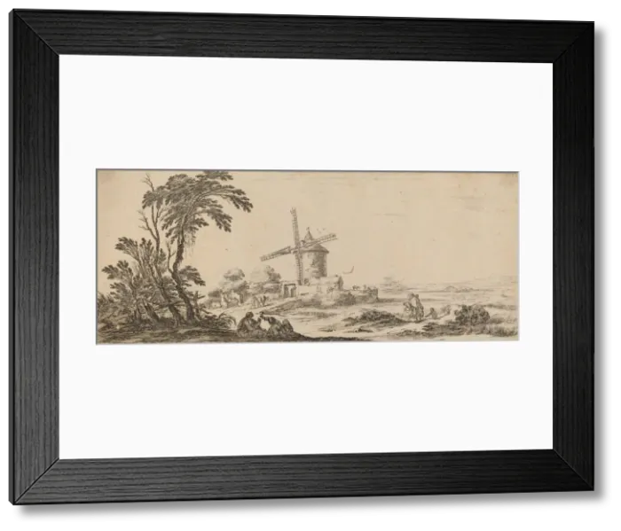 Framed Print : Landscape with Windmill, in or before 1647. Creator: Stefano della Bella Framed Print : Landscape with Windmill, in or before 1647. Creator: Stefano della Bella