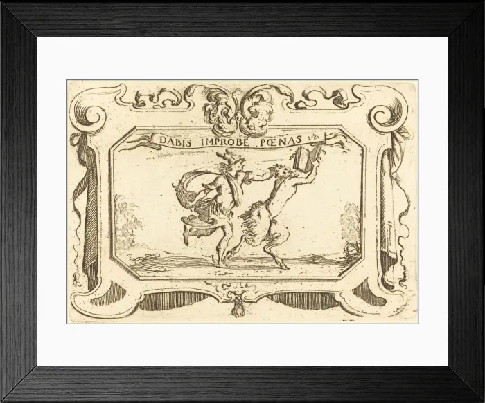 Framed Print : Mercury Chasing a Satyr Holding a Book. Creator: Stefano della Bella Framed Print : Mercury Chasing a Satyr Holding a Book. Creator: Stefano della Bella
