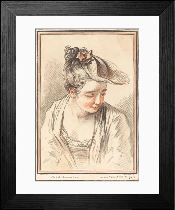 Framed Print : Head of a Young Woman, 1773. Creator: Gilles Demarteau Framed Print : Head of a Young Woman, 1773. Creator: Gilles Demarteau