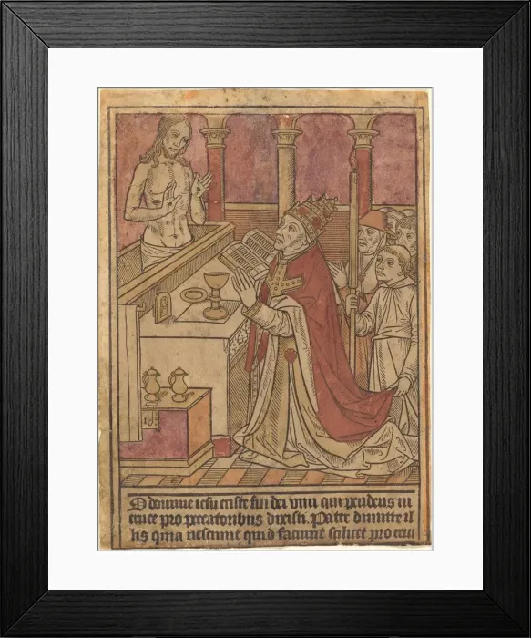 Framed Print : The Mass of Saint Gregory [recto], c. 1490. Creator: Unknown