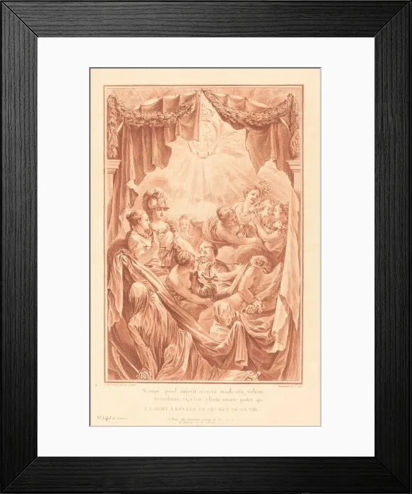 Framed Print : Allegory on the Death of the Dauphin, 1767. Creator: Gilles Demarteau Framed Print : Allegory on the Death of the Dauphin, 1767. Creator: Gilles Demarteau
