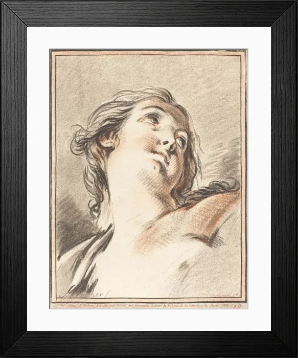 Framed Print : Head of a Woman Looking Up, 1767. Creator: Gilles Demarteau Framed Print : Head of a Woman Looking Up, 1767. Creator: Gilles Demarteau