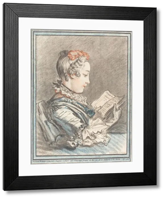 Framed Print : Young Girl Reading Heloise and Abelard, 1770 Framed Print : Young Girl Reading Heloise and Abelard, 1770