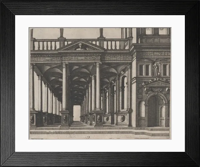 Framed Print : Open Hall Supported by Corinthian Columns, 1560. Creators: Johannes van Doetecum I Framed Print : Open Hall Supported by Corinthian Columns, 1560. Creators: Johannes van Doetecum I