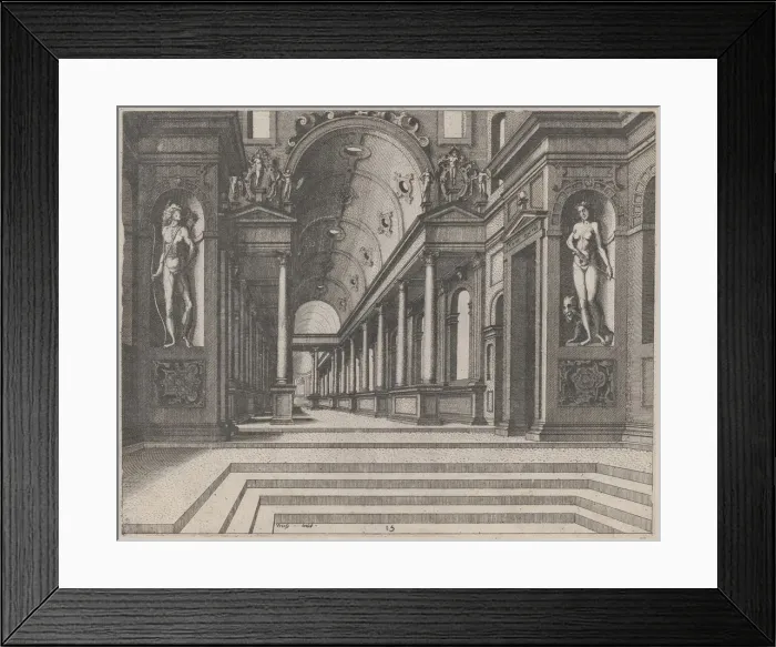 Framed Print : View in a Church with Corinthian Columns and Statues of Apollo, Melpomene, and Moses Framed Print : View in a Church with Corinthian Columns and Statues of Apollo, Melpomene, and Moses